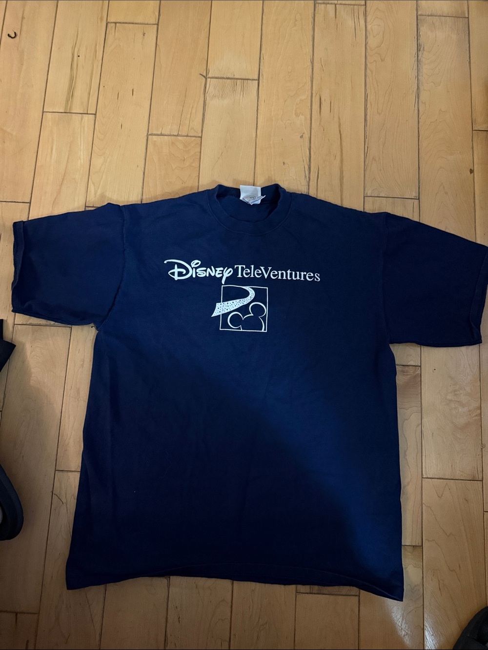 Disney Navy Short Sleeve Crewneck Tee with White TeleVentures Logo